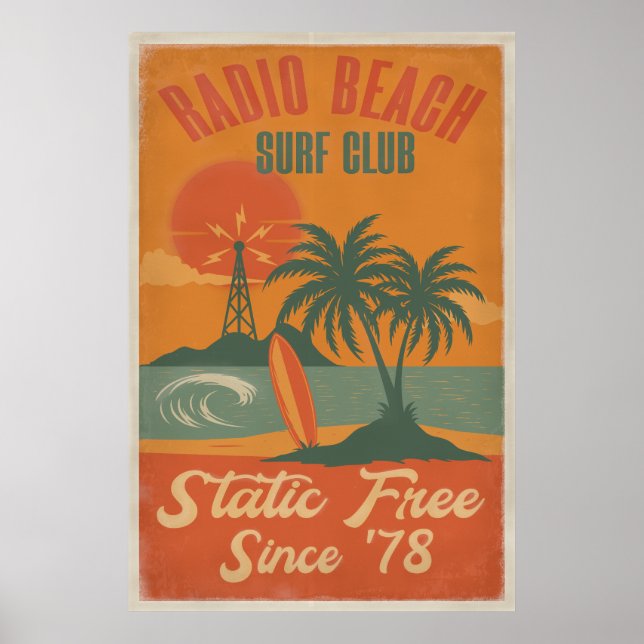 Radio Beach Surf Club – Retro Island Surf Print (Front)