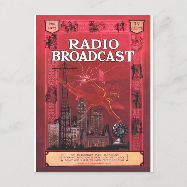 Radio Broadcast-Red Postcard (Front)