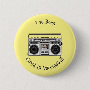 Radio cartoon illustration 6 cm round badge