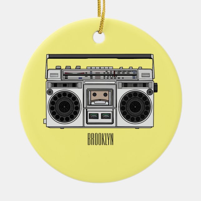 Radio cartoon illustration  ceramic tree decoration (Front)