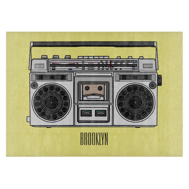 Radio cartoon illustration  cutting board (Front)