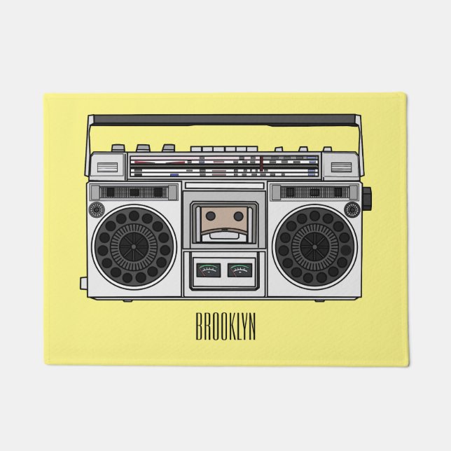 Radio cartoon illustration  doormat (Front)