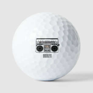 Radio cartoon illustration golf balls