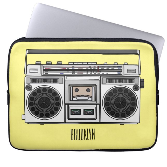 Radio cartoon illustration  laptop sleeve (Front)