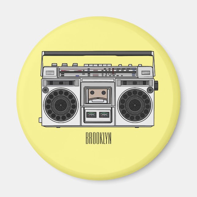 Radio cartoon illustration  magnet (Front)
