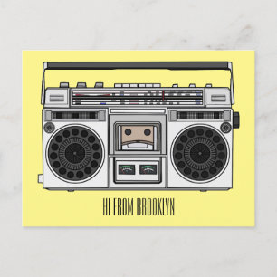 Radio cartoon illustration postcard