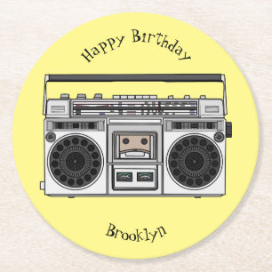 Radio cartoon illustration round paper coaster