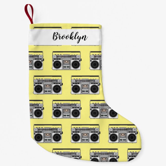 Radio cartoon illustration small christmas stocking (Front)