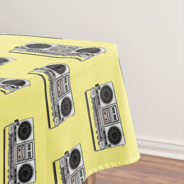 Radio cartoon illustration  tablecloth (In Situ)
