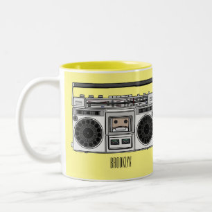 Radio cartoon illustration  Two-Tone coffee mug