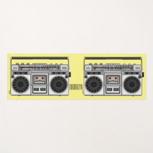 Radio cartoon illustration yoga mat