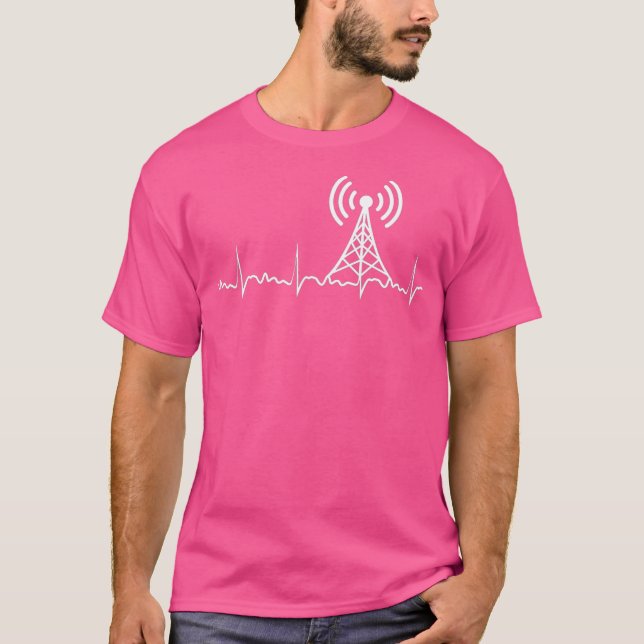 Radio Heartbeat HAM Radio Gift Radio Operator T-Shirt (Front)