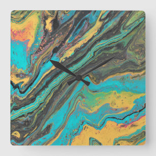 Radio King 3 Turquoise Geode Abstract Wall Clock