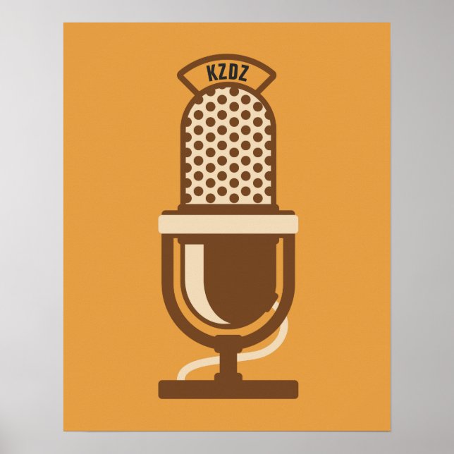 Radio Station Microphone Logo with Name Poster (Front)