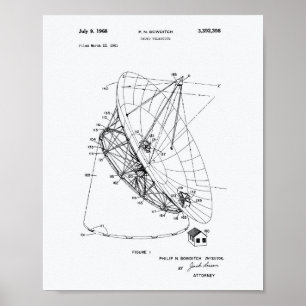 Radio Telescope 1968 Patent Art White Paper Poster