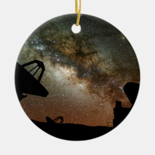 Radio Telescopes and Milky Way Ceramic Tree Decoration