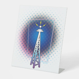 Radio Tower Graphic Pedestal Sign