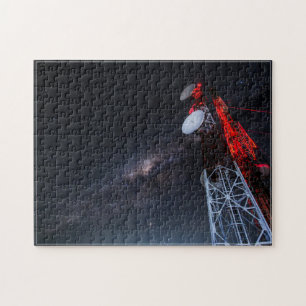 Radio Tower Milky Way Starry Night Jigsaw Puzzle