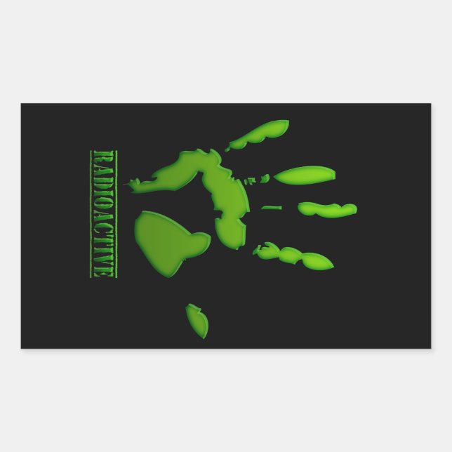 Radioactive Hand Print Rectangular Sticker (Front)