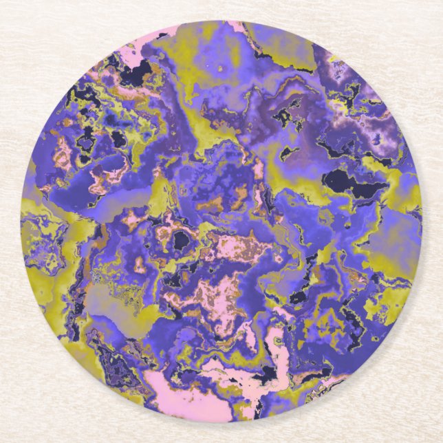 Radioactive Marble Round Paper Coaster (Front)