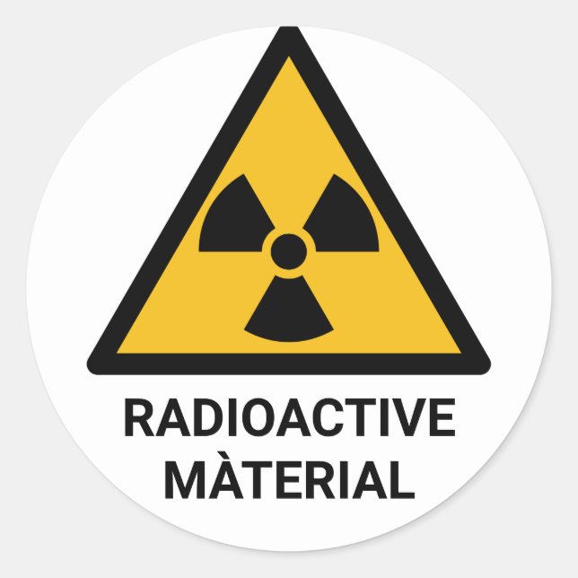 Radioactive Material Warning, Ionising Radiation Classic Round Sticker (Front)