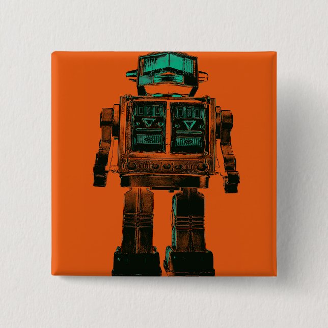 Radioactive Robot Rebellion 15 Cm Square Badge (Front)