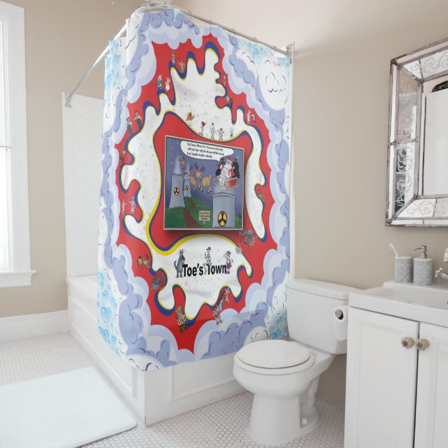 Radioactive Santa | Christmas Shower Curtain (In Situ)