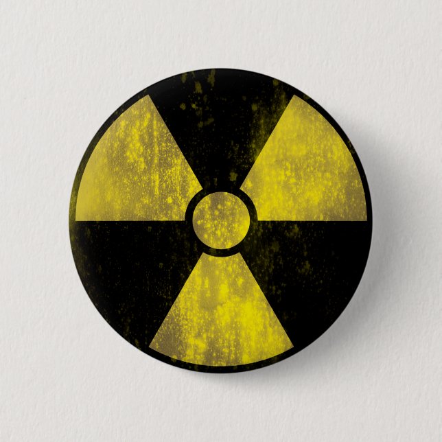 Radioactive Warning Sign | Cool Grunge 6 Cm Round Badge (Front)
