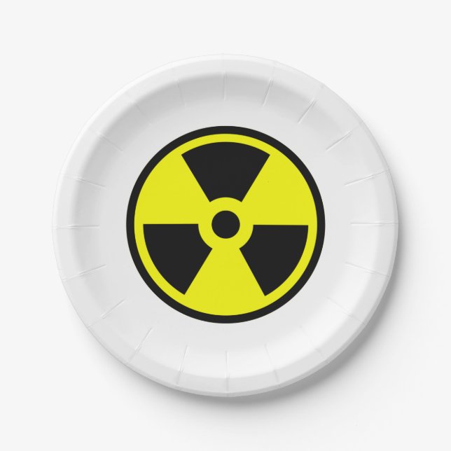 Radioactive Yellow And Black Symbol Paper Plate (Front)