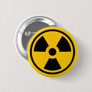 Radioactivity Warning 6 Cm Round Badge