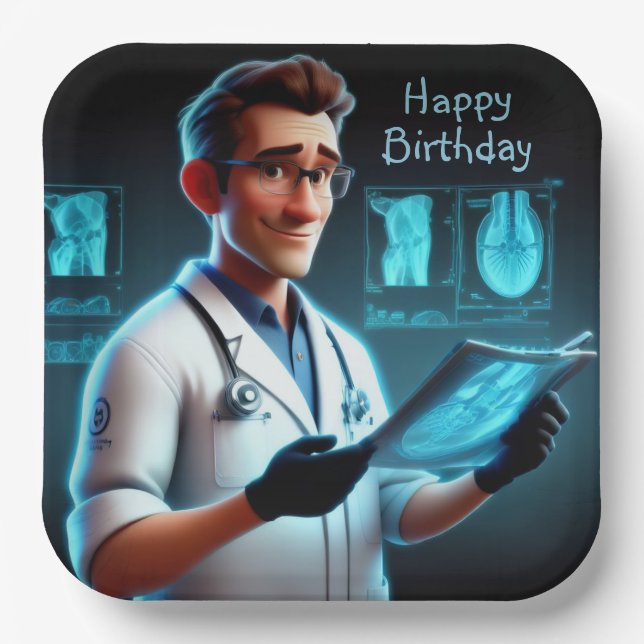Radiologist Birthday Paper Plate (Front)