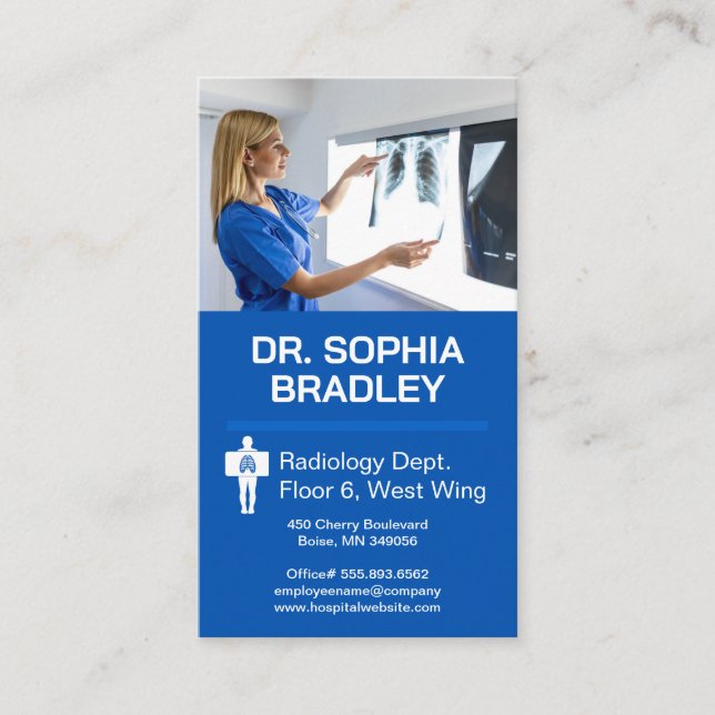 Radiologist Examining Patient X-ray Business Card (Front)