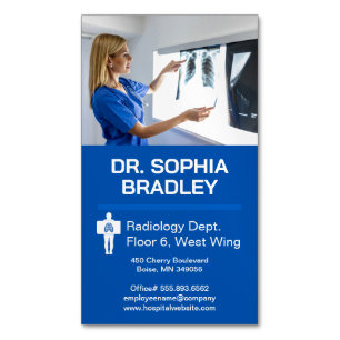 Radiologist Examining Patient X-ray Magnetic Business Card