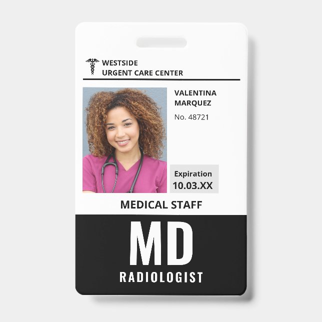 Radiologist MD ID Photo Logo Badge (Front)