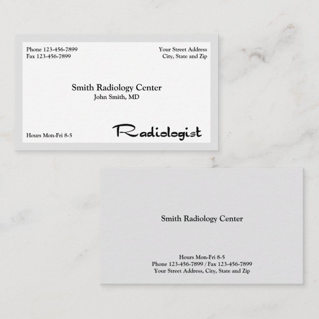 Radiologist Radiology Business Card (Front/Back)
