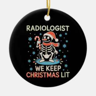 Radiologist We Keep Christmas List Snowman Skull Ceramic Tree Decoration