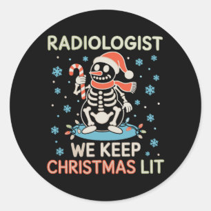 Radiologist We Keep Christmas List Snowman Skull Classic Round Sticker