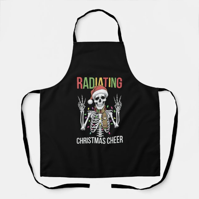 Radiology Christmas Santa Skeleton Xray Technician Apron (Front)