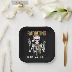 Radiology Christmas Santa Skeleton Xray Technician Paper Plate