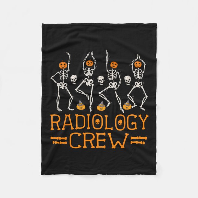 Radiology Crew Dancing Skeleton Pumpkin Fun Hallow Fleece Blanket (Front)