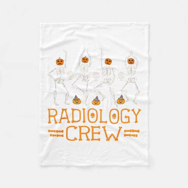 Radiology Crew Dancing Skeleton Pumpkin Fun Hallow Fleece Blanket (Front)