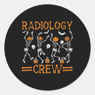 Radiology Crew Dancing Skeleton Pumpkin Funny Hall Classic Round Sticker