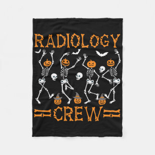 Radiology Crew Dancing Skeleton Pumpkin Funny Hall Fleece Blanket