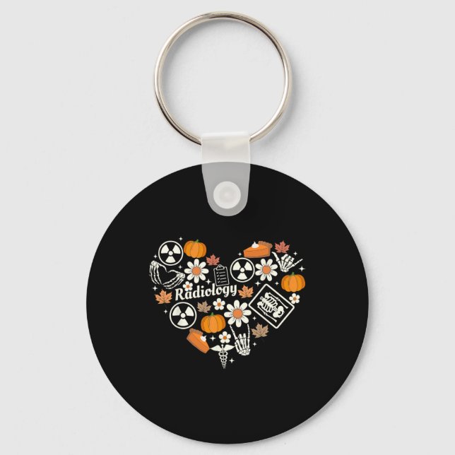 Radiology Fall Heart Xray Tech Autumn Pumpkin Than Key Ring (Front)