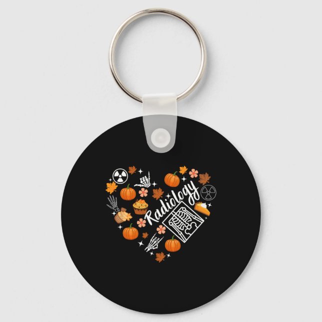Radiology Fall Heart Xray Tech Autumn Pumpkin Than Key Ring (Front)