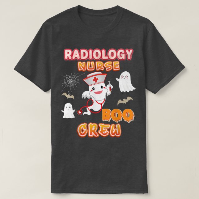 Radiology Nurse Boo Crew Halloween Ghost Witch Pum T-Shirt (Design Front)