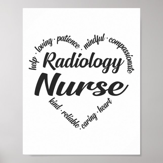 Radiology Nurse Heart Word Cloud Poster (Front)