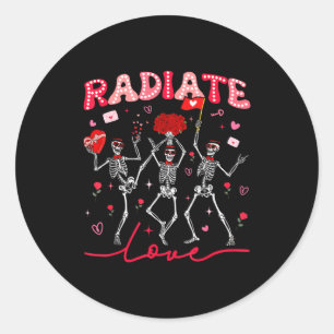 Radiology Radiate Rad Tech Valentine Skeleton Hear Classic Round Sticker