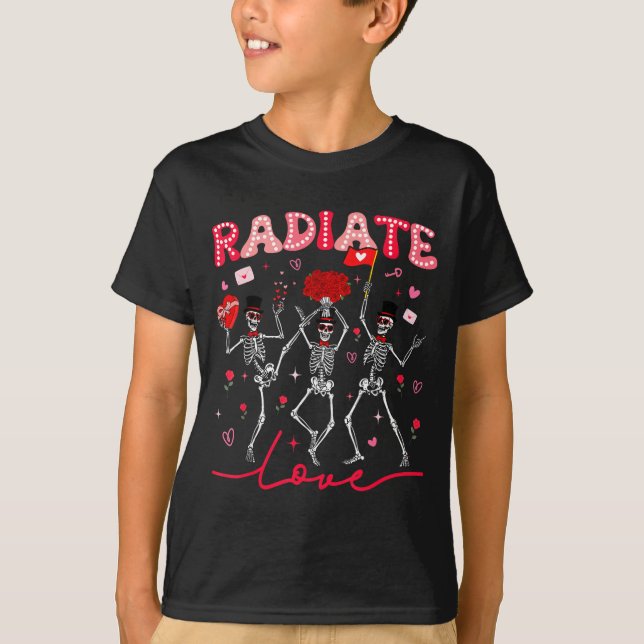 Radiology Radiate Rad Tech Valentine Skeleton Hear T-Shirt (Front)