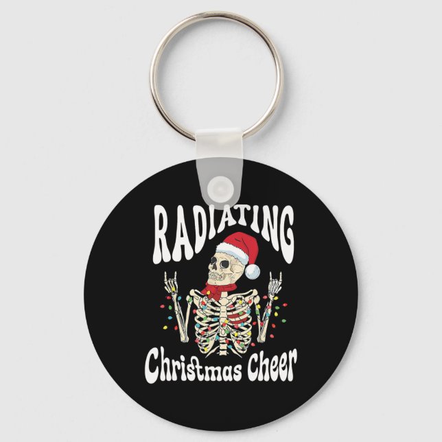 Radiology Radiating Christmas Cheer X-ray Rad Tech Key Ring (Front)